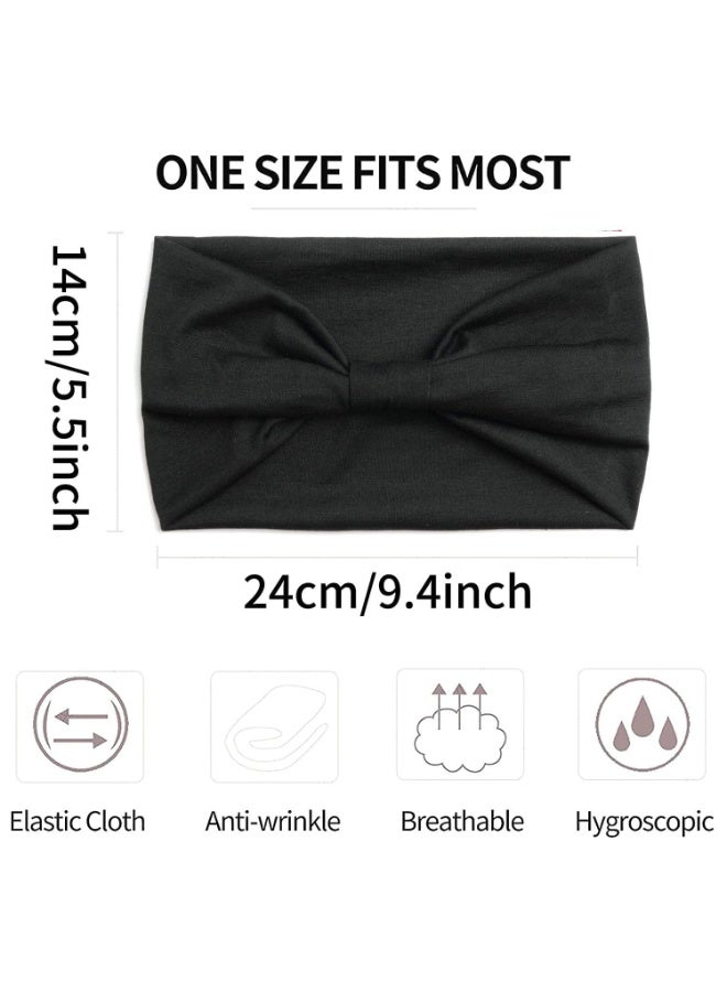 ChicAbode 4 Pcs Wide Headbands for Women, Fashion Head Bands Non Slip Elastic Hair Bands Knoted Turban, Sport Sweat Headband for Yoga Running Gym - Image 2